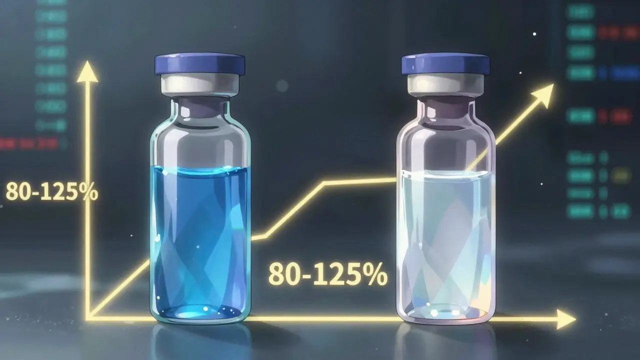 CLAMP style anime vials showing bioequivalence with golden graph