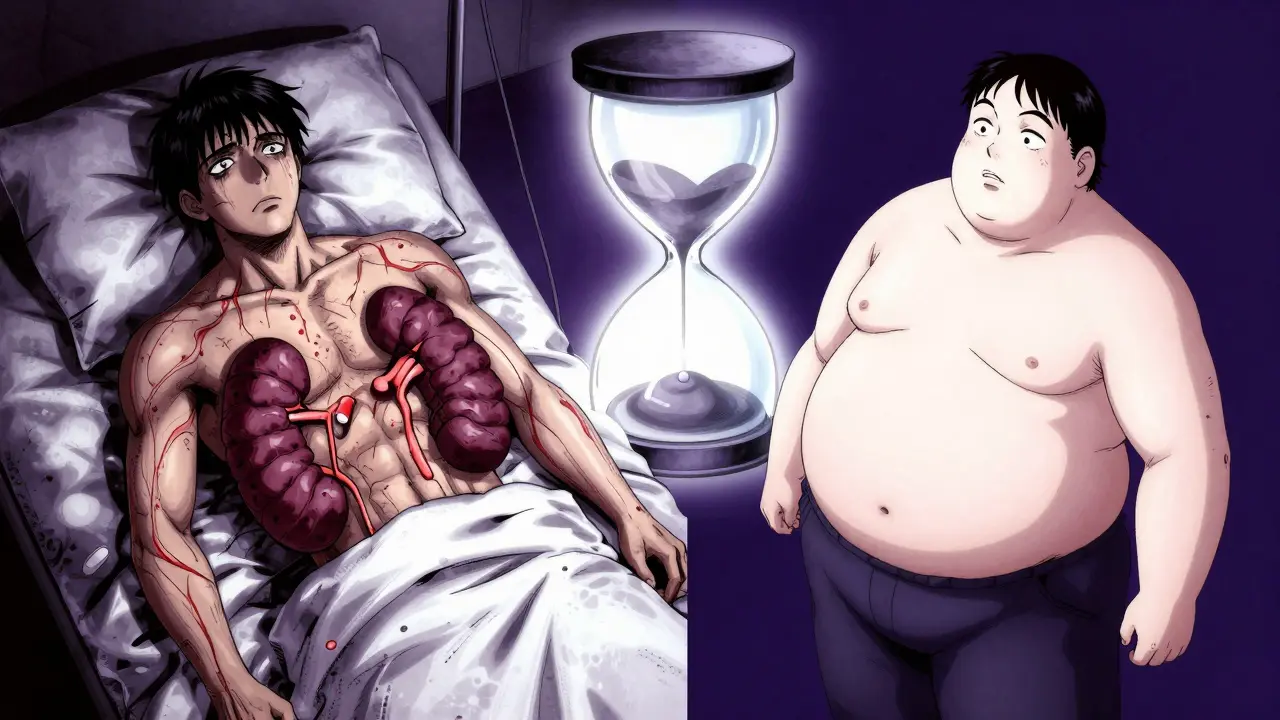 Split view of patients with kidney issues vs obesity risks