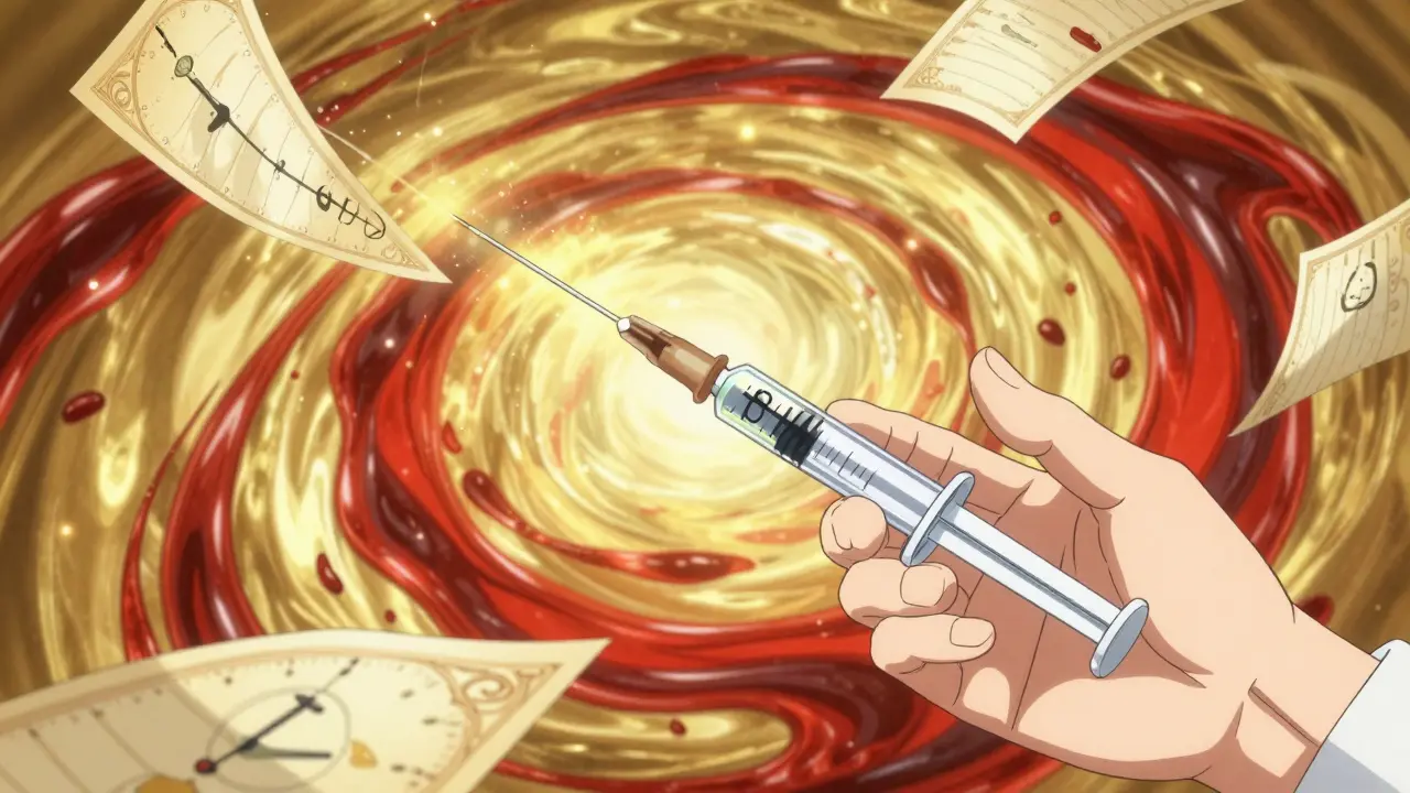 Syringe transforming into a clock hand for timed testing