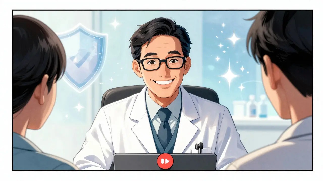 Doctor and patient connecting via video call in a safe, supportive setting