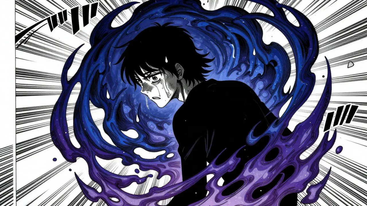 Stylized manga depiction of dangerous low blood sugar symptoms